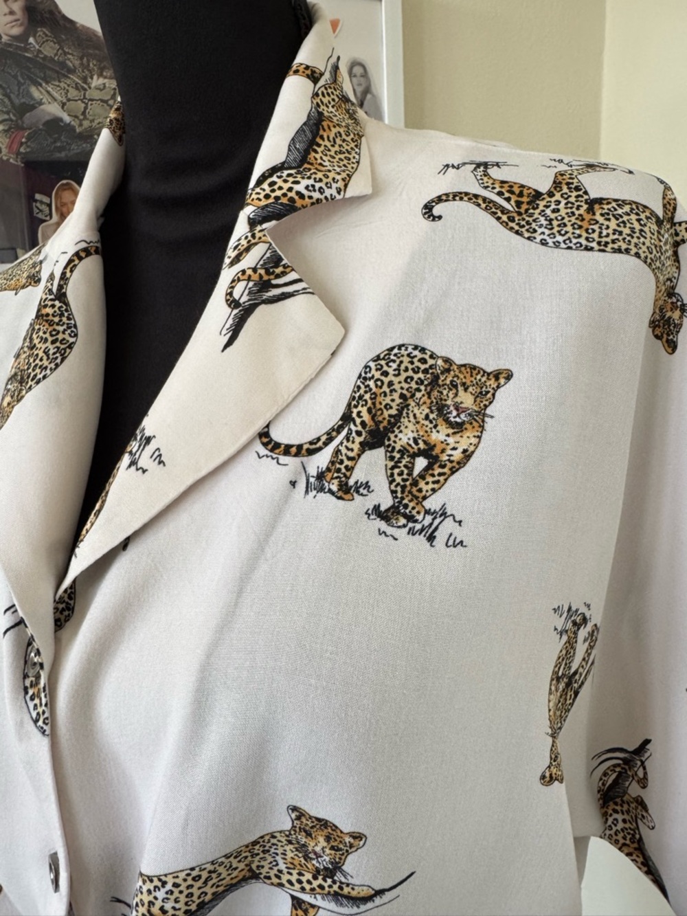 Leopard-Print Ivory Cropped Shirt - Women's Crop Top